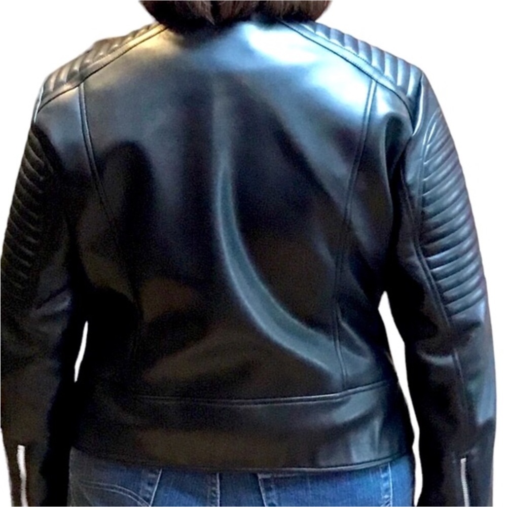 ZARA Biker Jacket Black Faux Leather Zip Size: XXL❗️READ & CHECK MEASUREMENTS❗️ - Picture 6 of 16